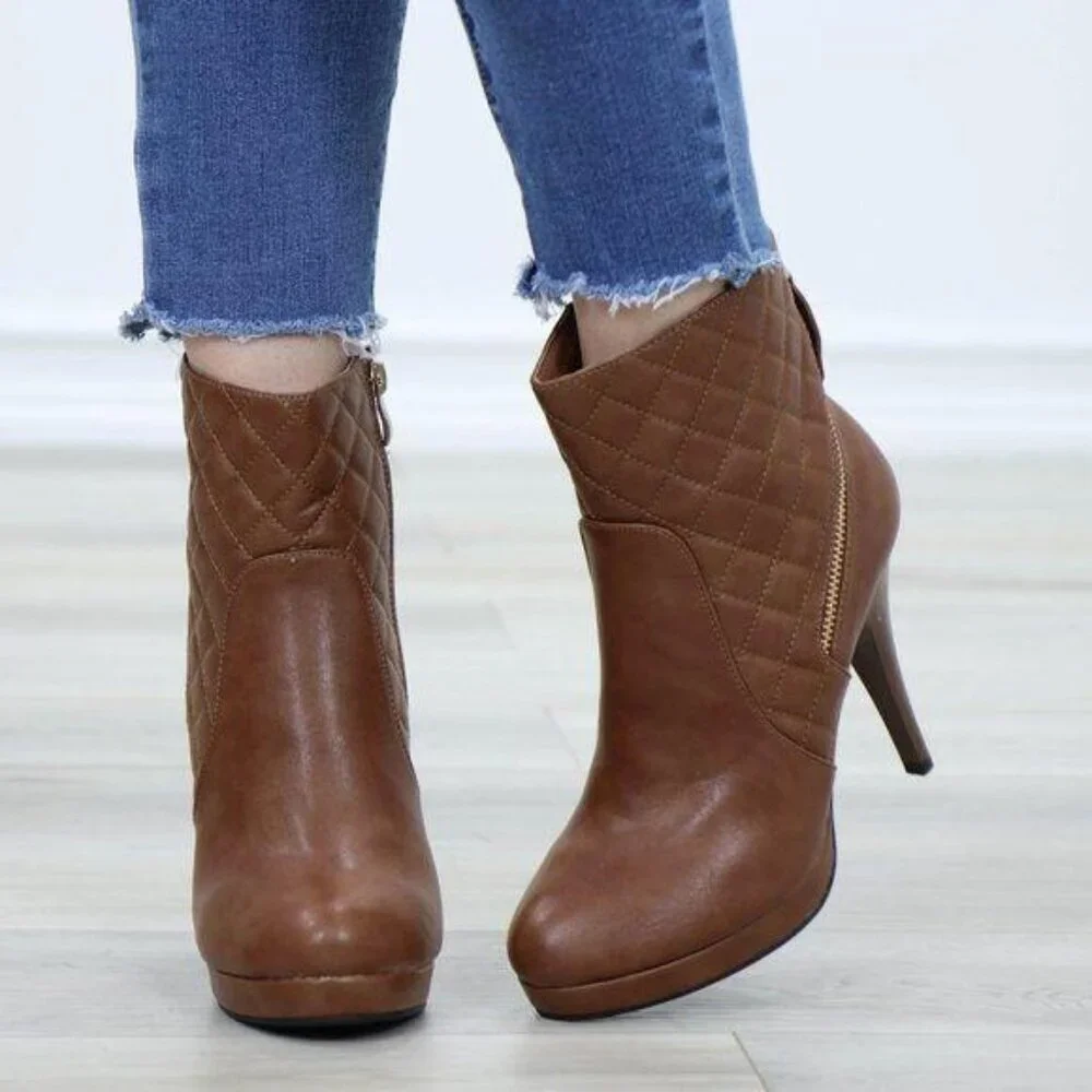 Platform High Heel Ankle Boots Fur inside - Picture 4 of 15